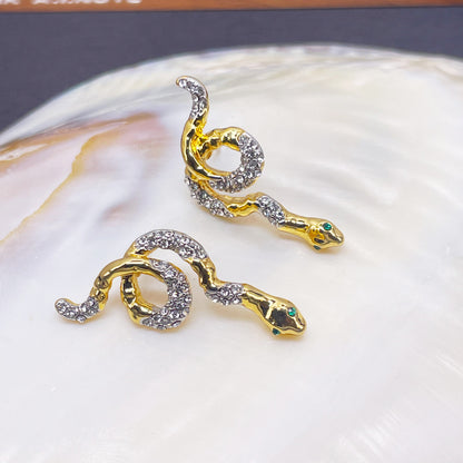 Serpent Crystal Stud Earrings with S925 Posts