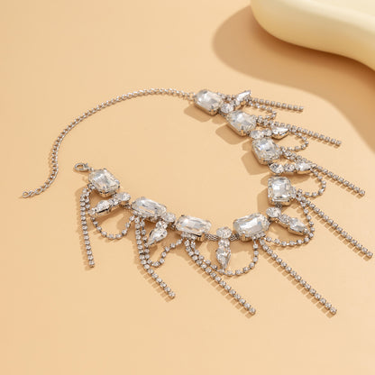 Glam Exaggerated Geometric Water Droplets Rhinestones Rhinestone Iron Tennis Chain Choker
