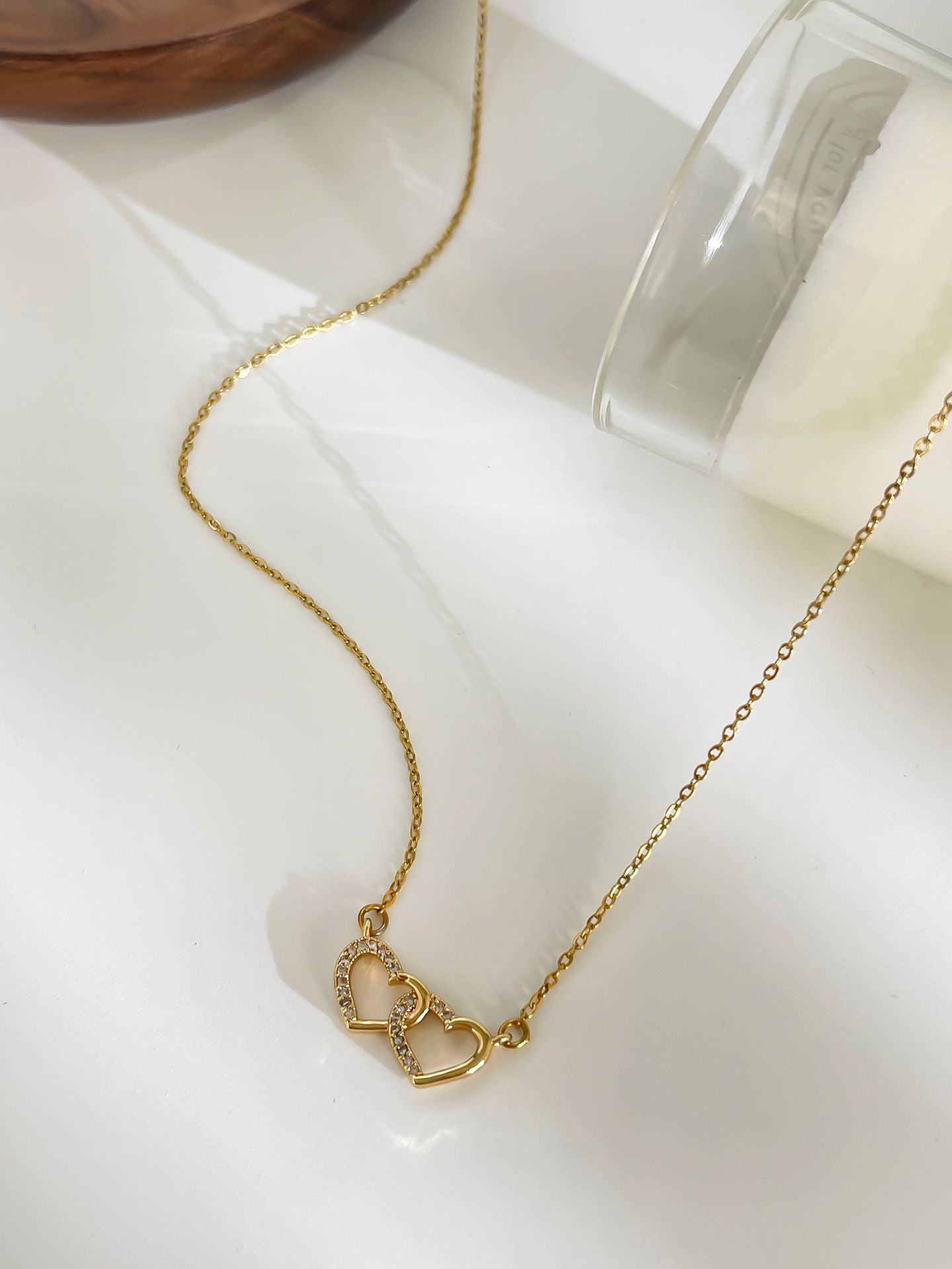 Jewelry Simple Style Heart Shape 316L Stainless Steel  18K Gold Plated Pendant Necklace