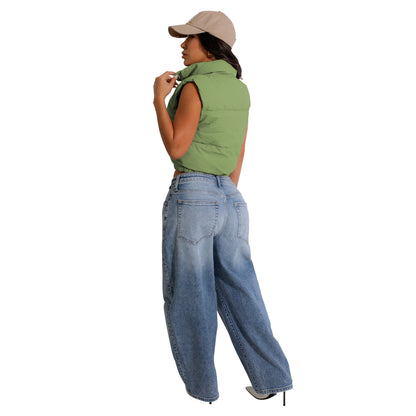 Women's Casual Solid Color Zipper Vest