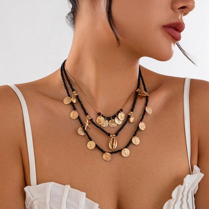 Vacation Pastoral Geometric Alloy Seed Bead Beaded Chain Layered Necklaces