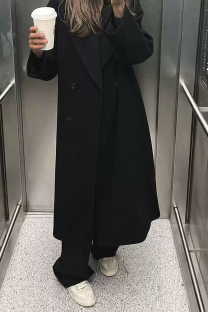Women's Elegant Solid Color Double Breasted Coat