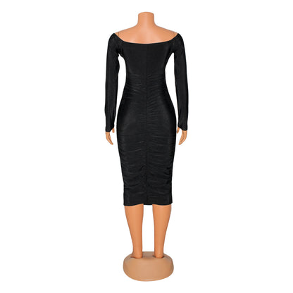 women's pencil skirt fashion boat neck patchwork sleeveless solid color midi dress daily