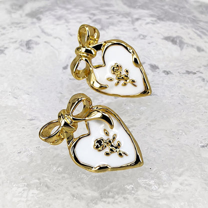 Enamel Bow Stud Earrings with S925 Posts