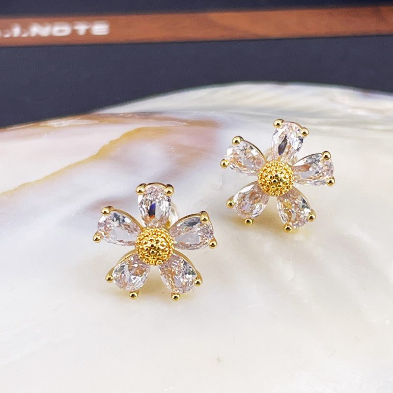 Daisy Flower Stud Earrings with S925 Posts