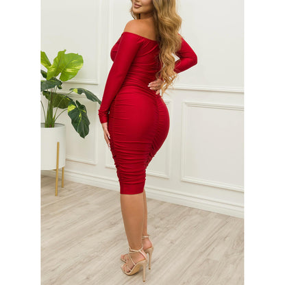 women's pencil skirt fashion boat neck patchwork sleeveless solid color midi dress daily