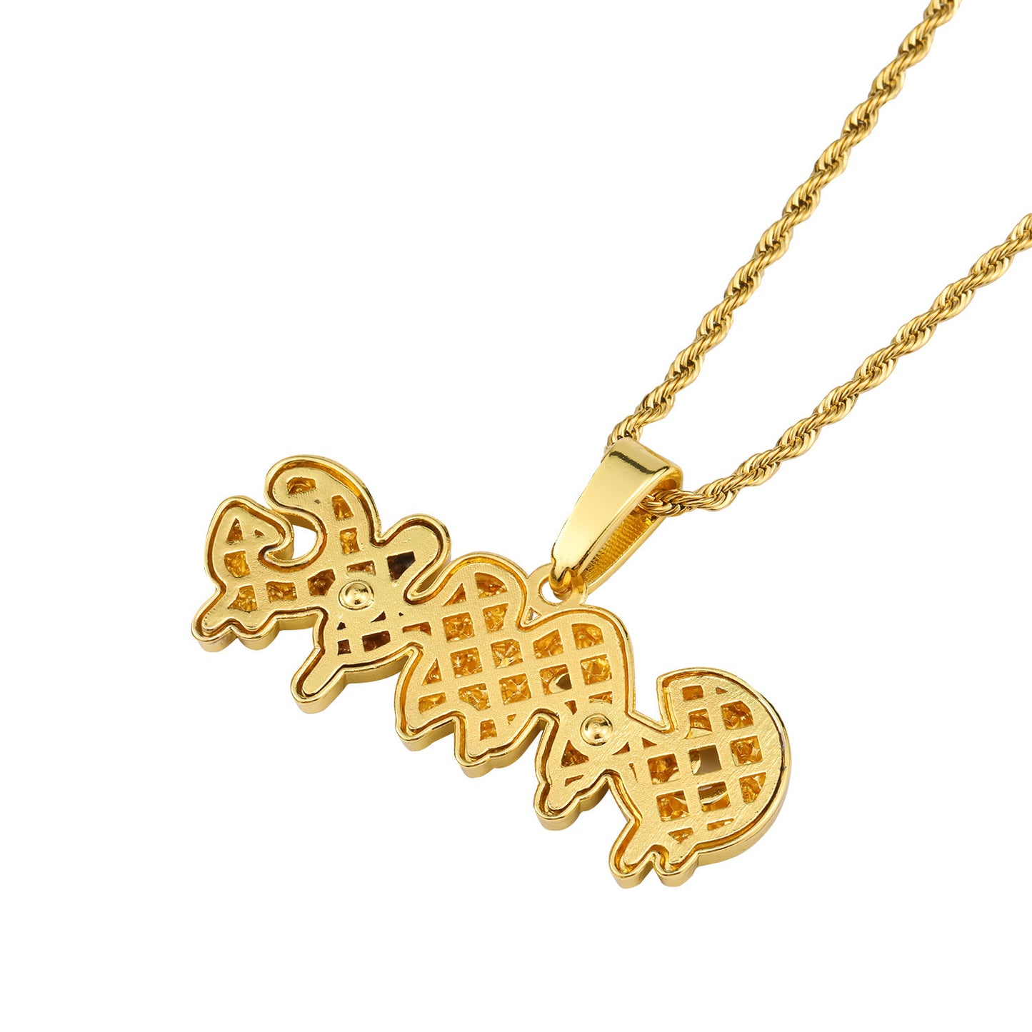 Hip-Hop Letter Rhinestones Alloy Twisted Rope Chain Pendant Necklaces