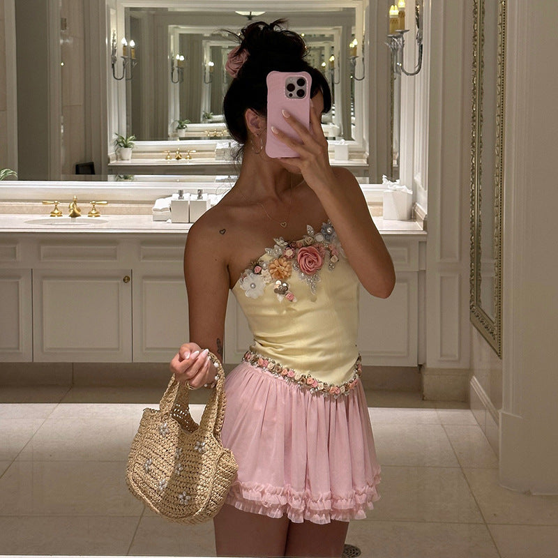 Women's Wrap Crop Top Sleeveless Tank Tops Streetwear Flower