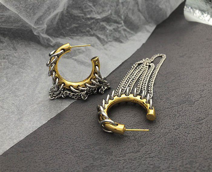 1 Pair Vintage Style Exaggerated Geometric chain Copper Earrings