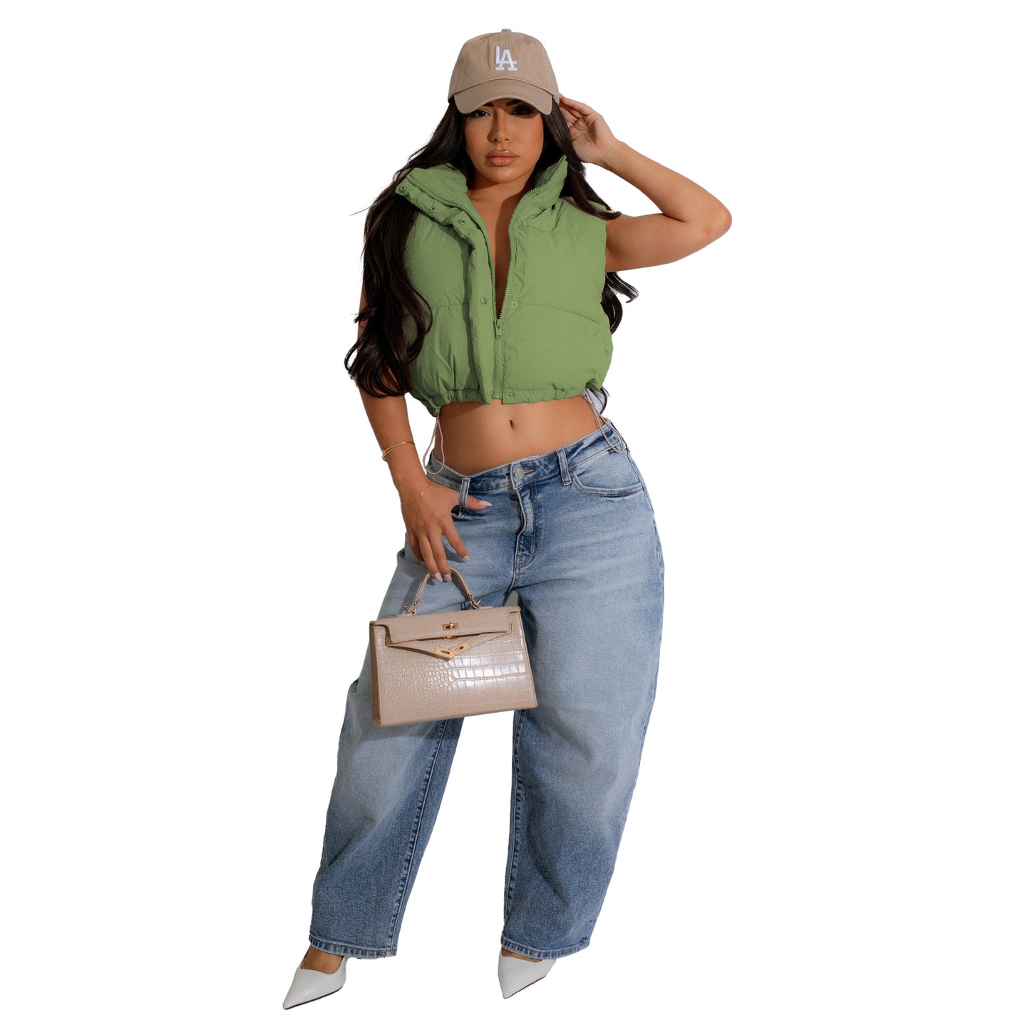 Women's Casual Solid Color Zipper Vest