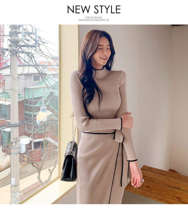 Women's Sheath Dress Vacation Simple Style Round Neck Long Sleeve Contrast Collar Maxi Long Dress Holiday