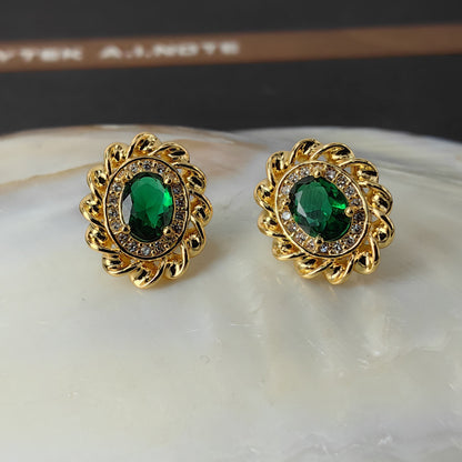 Oval Zircon Stud Earrings