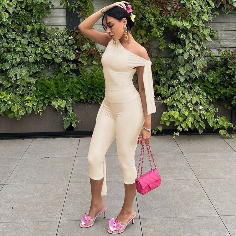 Banquet Daily Women's Casual Elegant Solid Color Spandex Polyester Pants Sets Shorts Sets