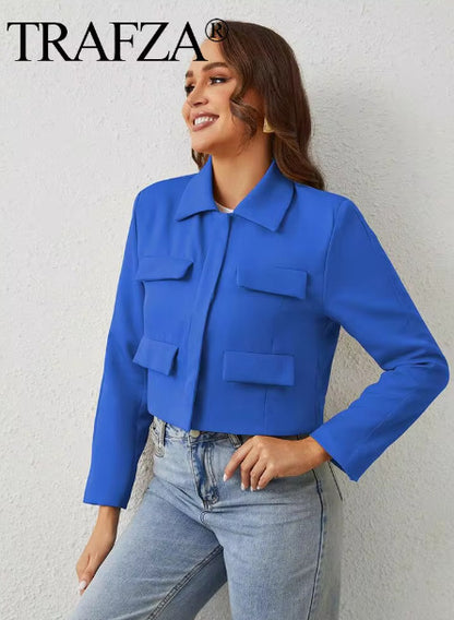 Women's Coat Long Sleeve Blazers Elegant Solid Color