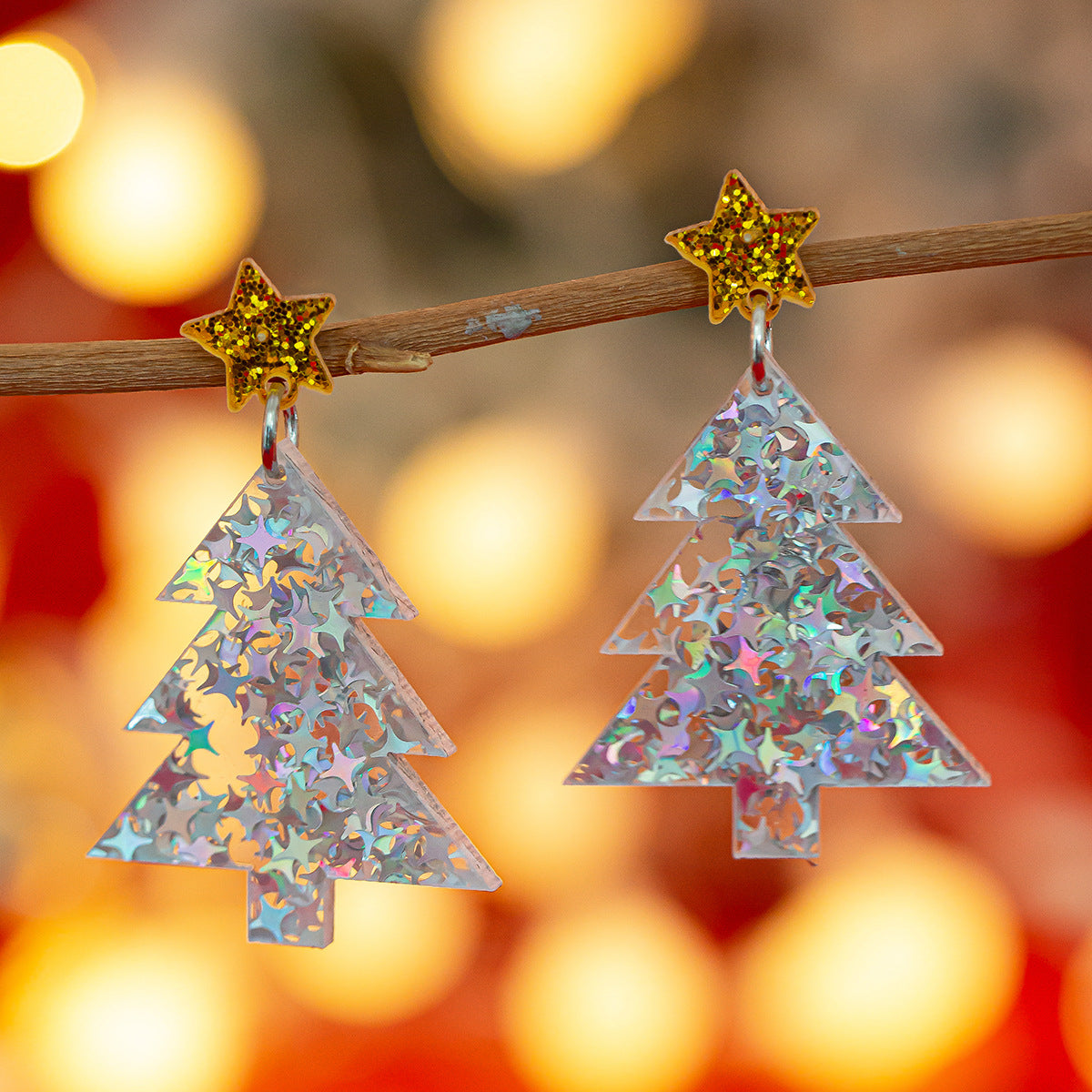 1 Pair Cute Vacation Christmas Hat Christmas Tree Elk Plating Arylic Earrings