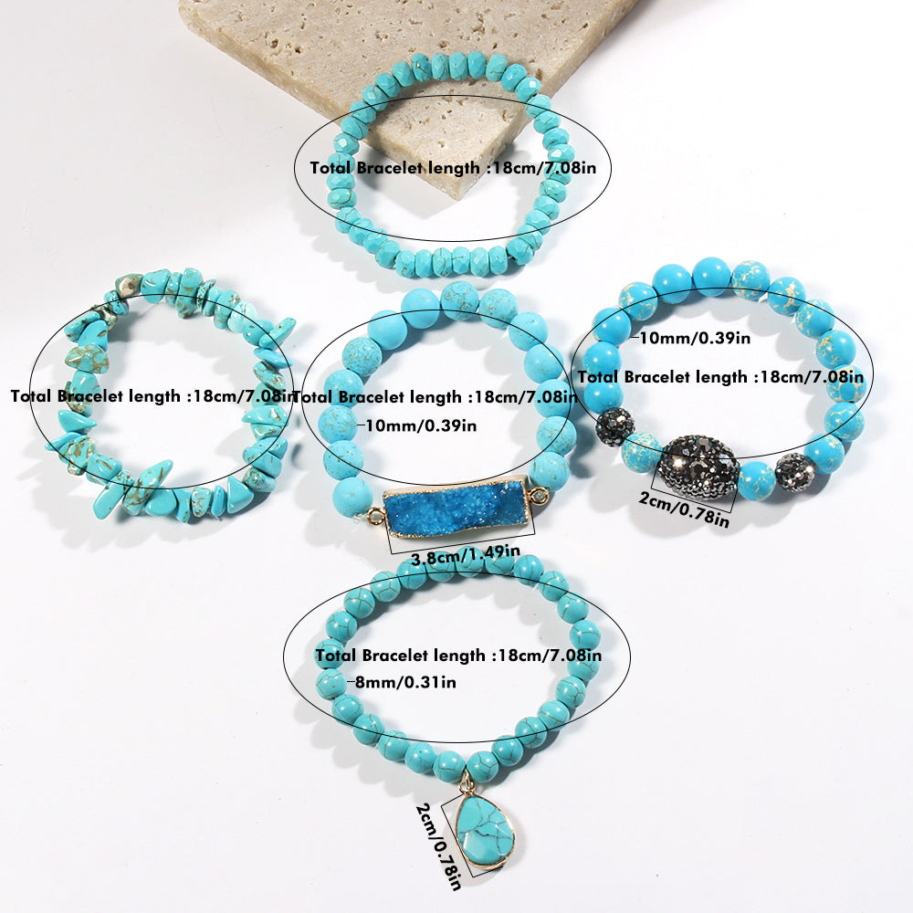 Vintage Style Bohemian Geometric natural stone Glass Beaded Chain Bracelets In Bulk Natural Stone Bracelet