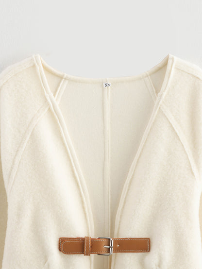 Women's Elegant Solid Color Woolen Coat