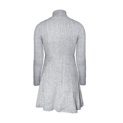 Women's Sheath Dress Elegant High Neck Long Sleeve Stripe Knee-Length Daily