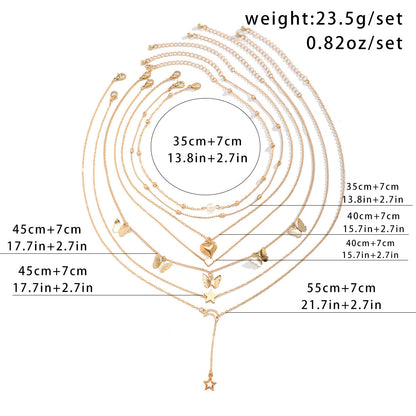 Jewelry Retro Star Heart Shape Arylic Alloy Copper Plating Pendant Necklace