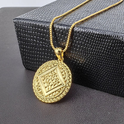 Vintage Compass Coin Pendant Necklace