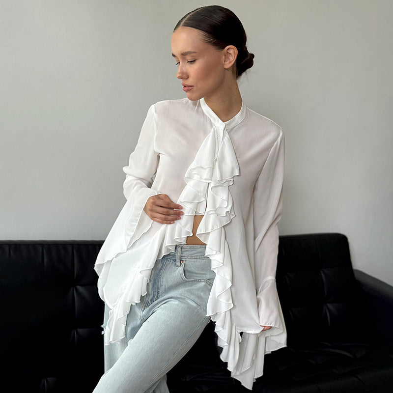 Women's Blouse Long Sleeve Blouses Vacation Simple Style Solid Color