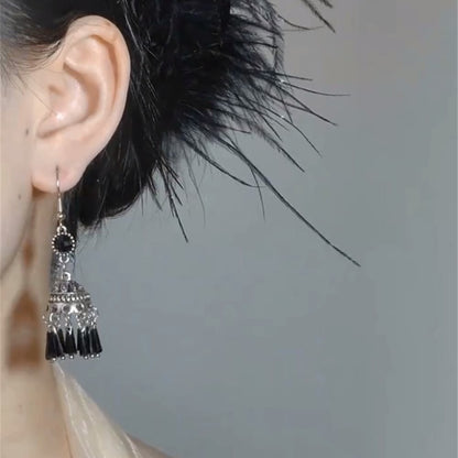 Ethnic style earrings women's retro temperament handmade bird lantern lantern fringed earrings