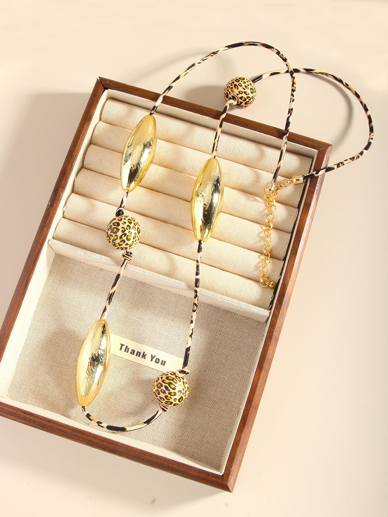 Retro Leopard Wood Metal  Pendant Necklaces