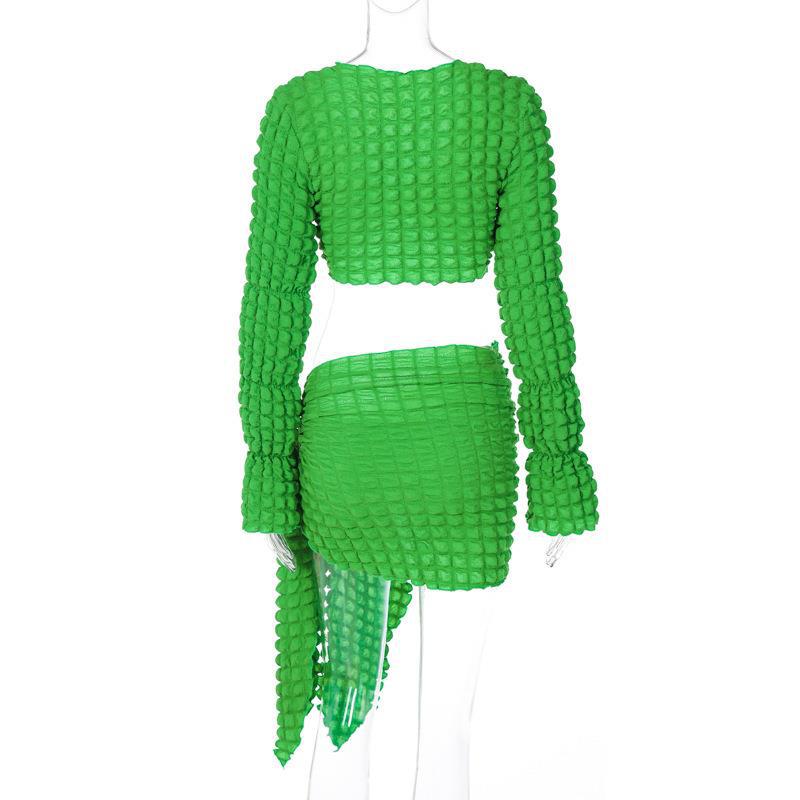 Beach Women's Sexy Solid Color Spandex Polyester Asymmetrical Skirt Sets Skirt Sets