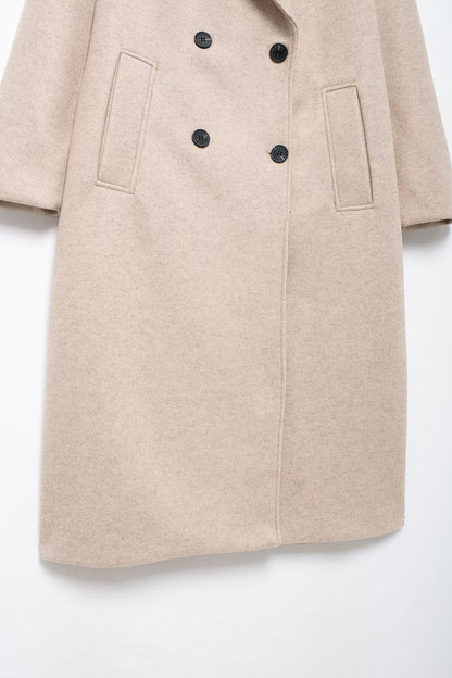 Women's Elegant Solid Color Double Breasted Coat