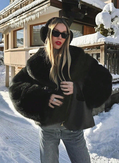 Women's Elegant Solid Color Coat Faux Fur Coat