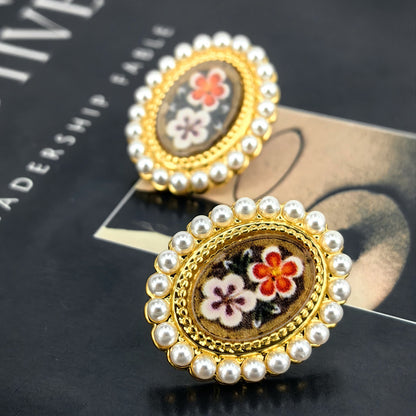 French Vintage Floral Stud Earrings with S925 Posts