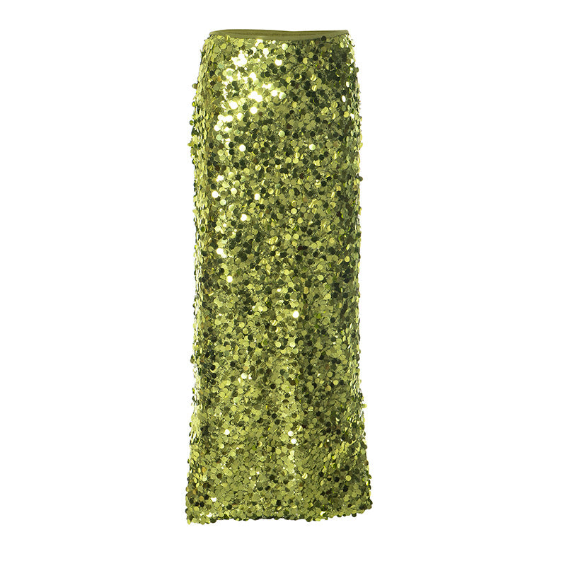 Summer Simple Style Glittery Polyester Maxi Long Dress Skirts