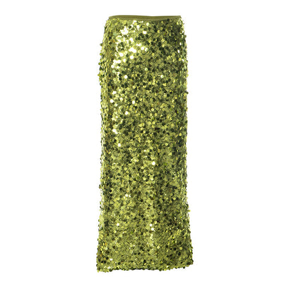 Summer Simple Style Glittery Polyester Maxi Long Dress Skirts