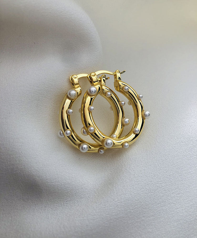 1 Pair Simple Style Geometric Imitation Pearl Copper Earrings