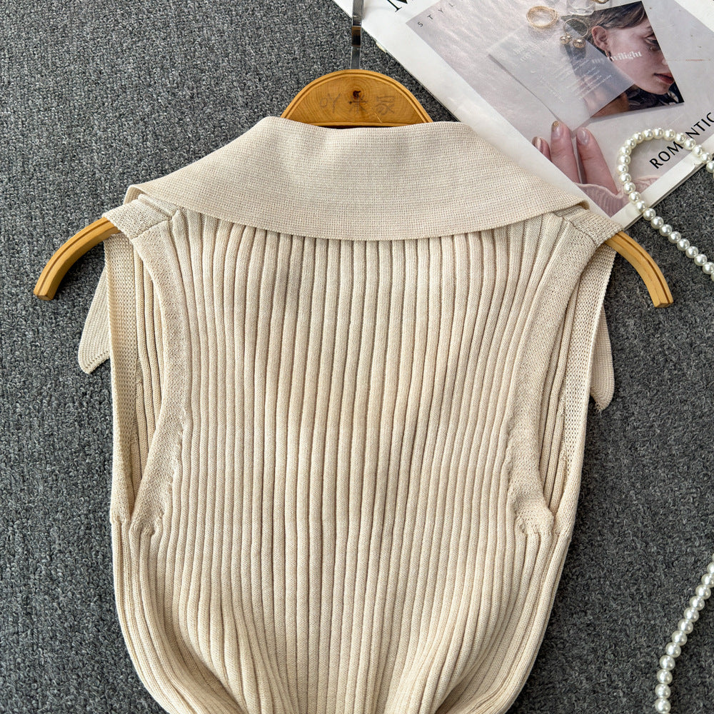 Women's Sweater Sleeveless Sweaters & Cardigans Knitted Elegant Stripe