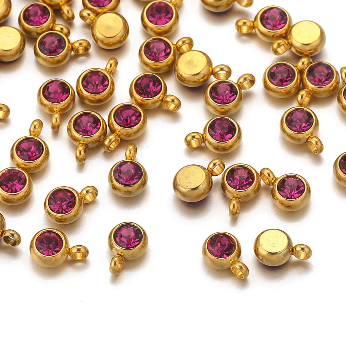 20 PCS/Package Diameter 6 mm 304 Stainless Steel Geometric Pendant Jewelry Accessories