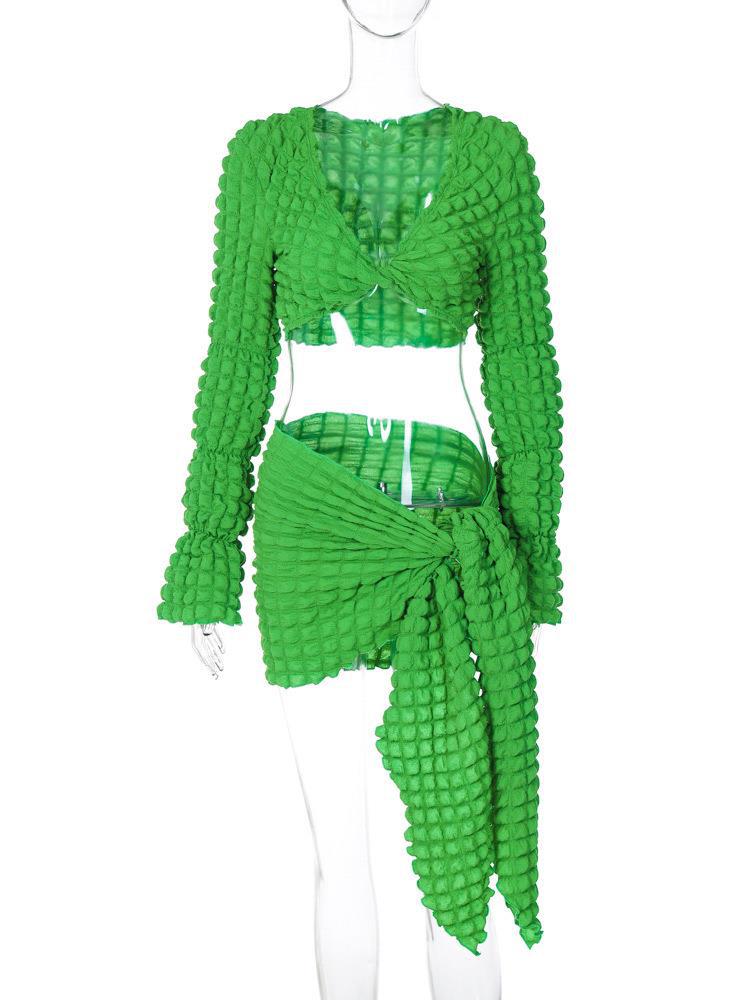 Beach Women's Sexy Solid Color Spandex Polyester Asymmetrical Skirt Sets Skirt Sets