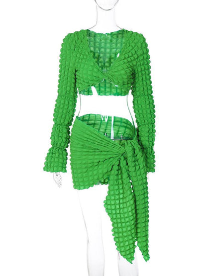 Beach Women's Sexy Solid Color Spandex Polyester Asymmetrical Skirt Sets Skirt Sets