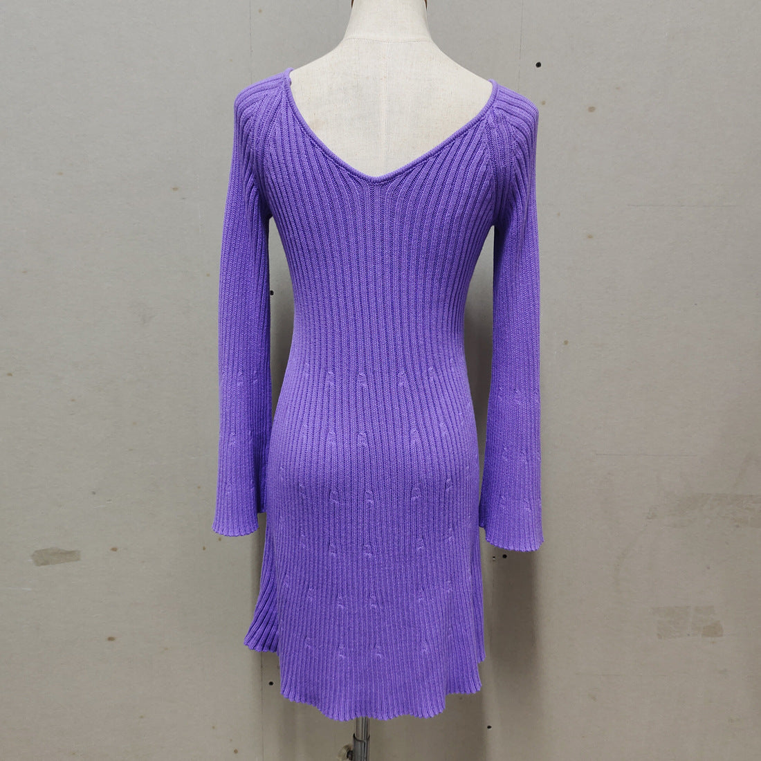 Women's Sheath Dress Simple Style V Neck Long Sleeve Solid Color Above Knee Holiday