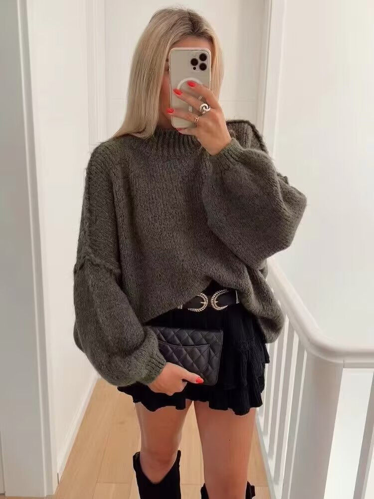 Women's Sweater Long Sleeve Sweaters & Cardigans Elegant Simple Style Solid Color