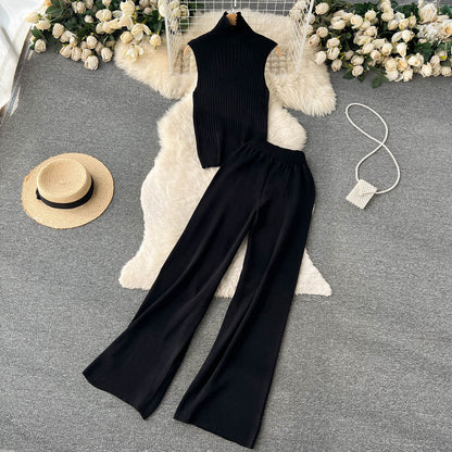Holiday Women's Vacation Simple Style Solid Color Ice Silk Polyester Pants Sets Pants Sets