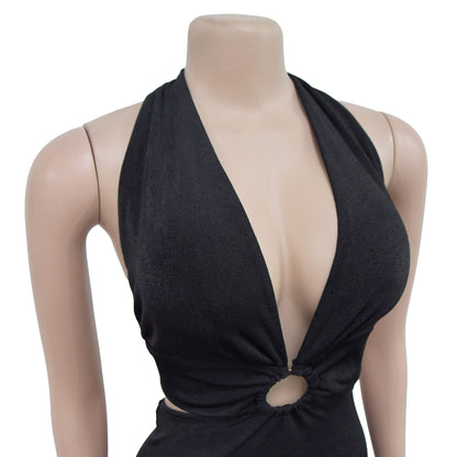 Women's Holiday Banquet Sexy Solid Color Full Length Jumpsuits