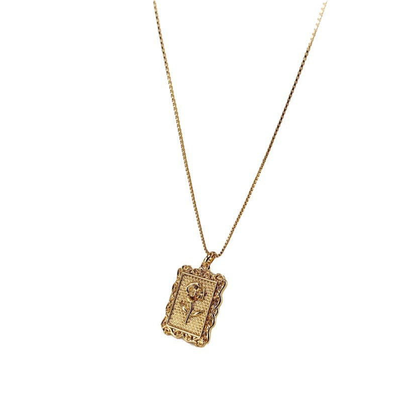 Embossed Flower Pendant Necklace