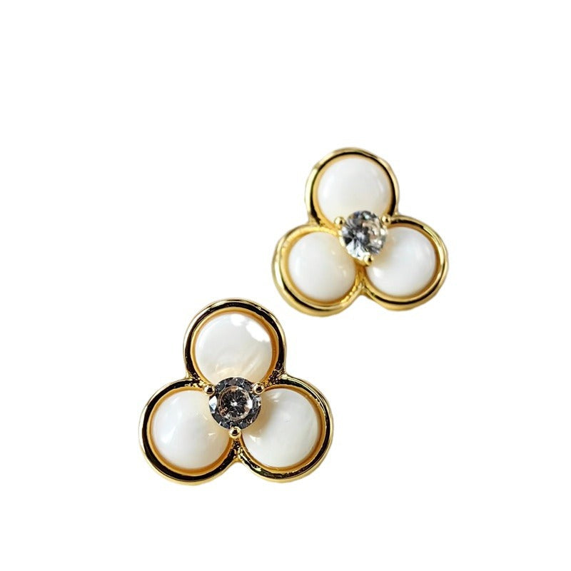 Shell Petal Stud Earrings with S925 Posts