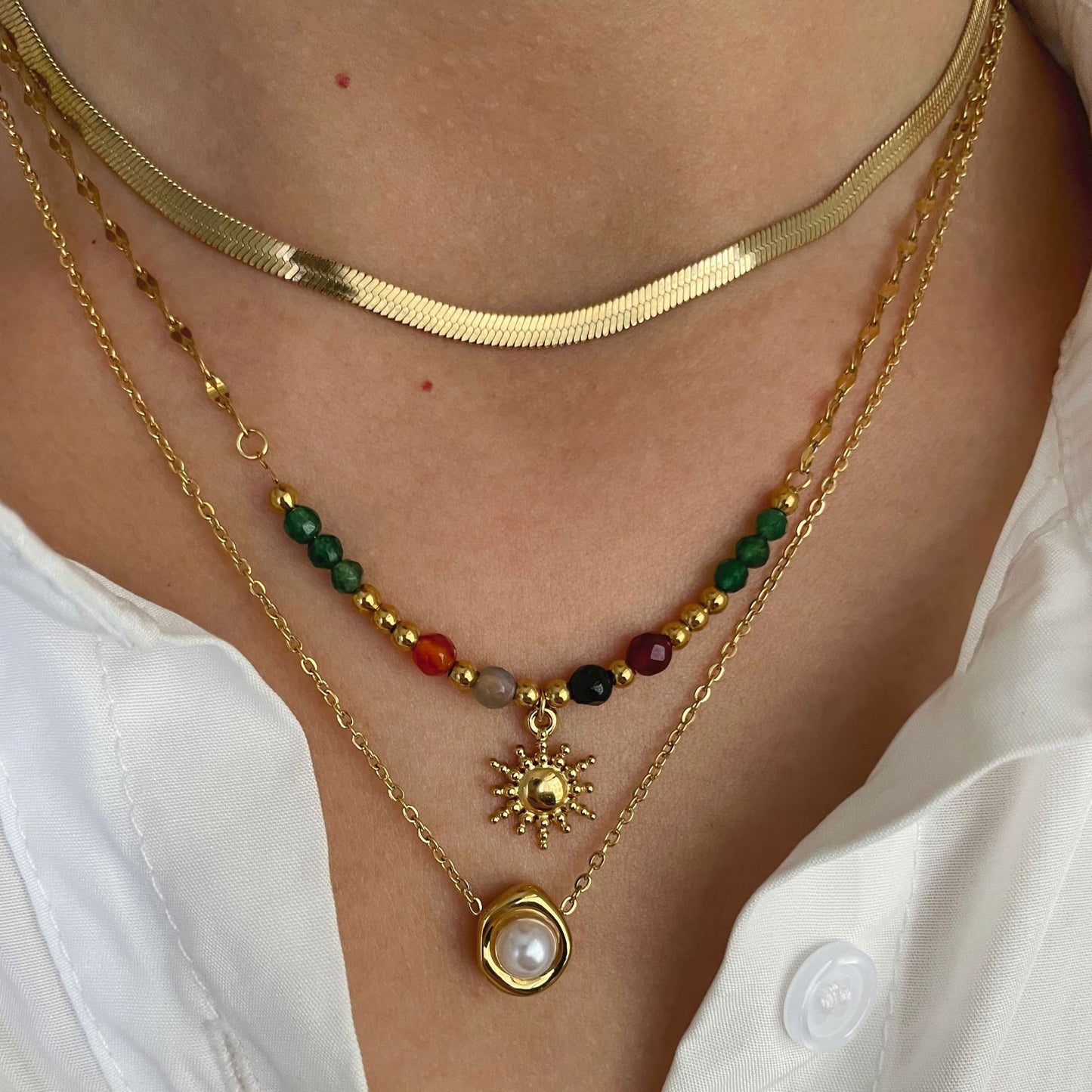 Jewelry Vintage Style Classic Style Geometric 316L Stainless Steel  18K Gold Plated Necklace