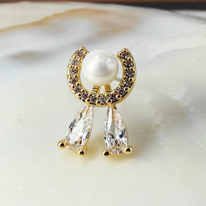 Full Crystal Pearl Stud Earrings with S925 Posts