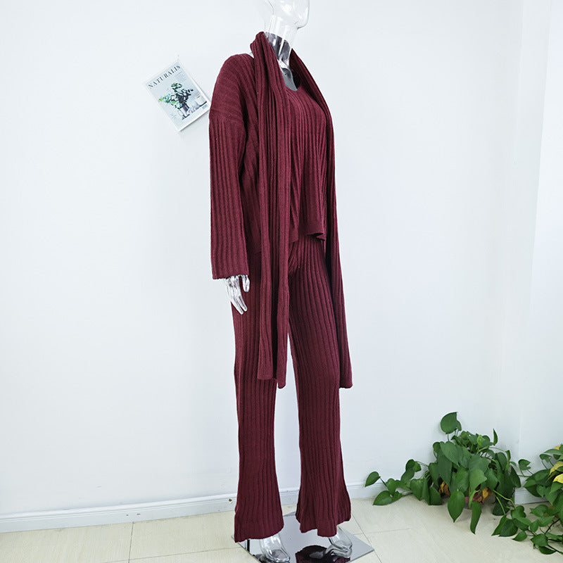 Holiday Wine Red Women's Vacation Simple Style Solid Color Polyester Pants Sets Pants Sets