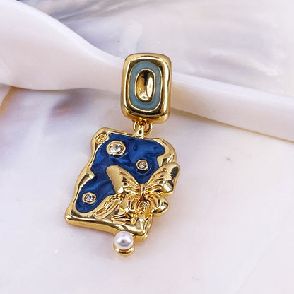 Asymmetric Enamel Butterfly Stud Earrings with S925 Posts