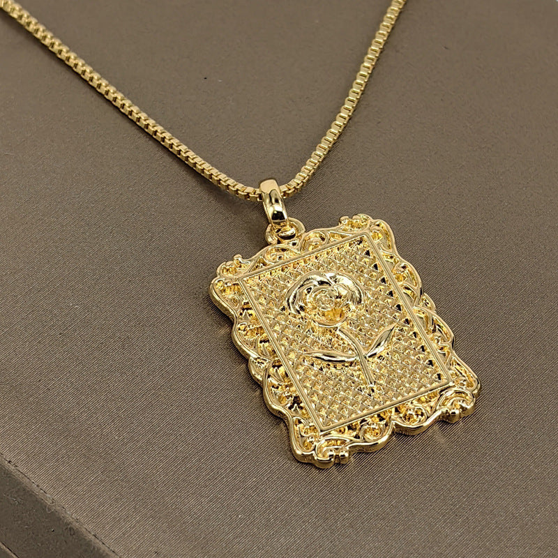 Embossed Flower Pendant Necklace