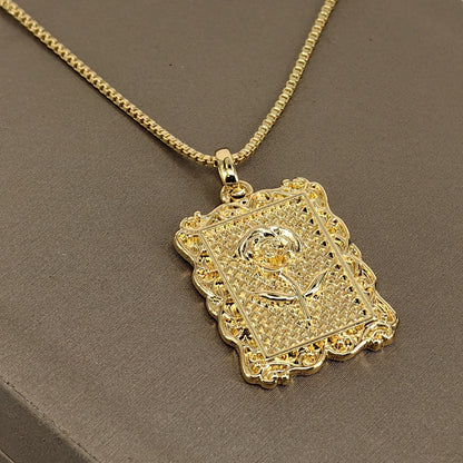 Embossed Flower Pendant Necklace